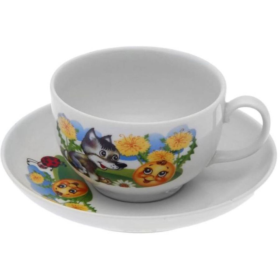 Дулёвский фарфор чашка чайная с блюдцем янтарь 210 мл