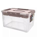 Ящик универсальный с замками и вставкой- органайзером Grand box, 390х290х245мм, 20л, Корич