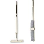 Швабра с отжимом Умничка микрофибра 36*10см, сборная ручка нерж.сталь L-120см (24) Белая (упаковка 2