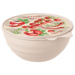 МИСКА С КРЫШКОЙ С ДЕКОРОМ WAVE 1,55Л (Бежевый) (упаковка 12 шт.)