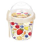 Контейнер для завтрака 450мл с ложкой с декором Светло-бежевый (упаковка 12 шт.)