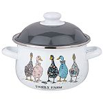 Кастрюля agness эмалированная с эмал.крышкой серия family farm, 2.0 л, 18*11 см