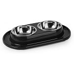 Миска для животных 0,3л двойная, с металлической чашей, ALTA, Графитовый (упаковка 9 шт.)