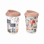 Термостакан с декором 400 мл, Темно-бежевый (упаковка 6 шт.)