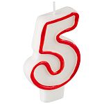 Свеча для торта цифра 5 (упаковка 12 шт.)