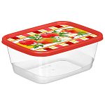 Контейнер для продуктов прямоугольный 1,5л с декором Сицилия Красный (упаковка 24 шт.)