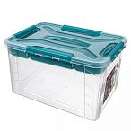 Ящик универсальный с замками и вставкой- органайзером Grand box, 390х290х245мм, 20л, Голуб