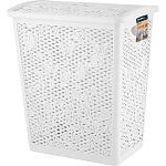 Корзина для белья Keeplex Кружево со съемной крышкой 35л 40,3х28х47см белое облако