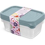 Контейнер прямоугольный Романо набор 3 шт 0,45л Серо-голубой С854СГОЛ (упаковка 18 шт.)