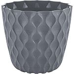 Горшок для цветов InGreen Wave с дренажной сеткой и съемным поддоном 2,5л, D175мм,вулканический сер