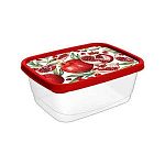 Контейнер для продуктов прямоугольный 0,5л с декором (красный) (упаковка 20 шт.)