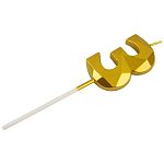 Свеча для торта, золото, цифра 3 (упаковка 12 шт.)