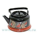 Чайник 3,5л декор красно-черный с петлей (Новокузнецкая эмаль)