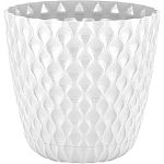 Горшок для цветов InGreen Wave с дренажной сеткой и съемным поддоном 10л, D270мм, белоснежный жасмин