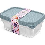 Контейнер прямоугольный Романо, набор 3 шт, 0,9л, Серо-голубой, С857СГОЛ (упаковка 18 шт.)