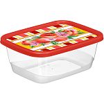 Контейнер для продуктов прямоугольный 0,85л с декором Сицилия Красный (упаковка 20 шт.)