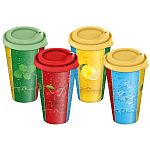 Стакан с крышкой 550мл с декором Фрукты и лед Микс (упаковка 24 шт.)