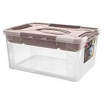 Ящик универсальный с замками и вставкой - органайзером Grand box, 390х290х180мм, 15,3л, Коричневый (