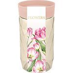 Банка для сыпучих продуктов Plast Team Flowers 1л розовая пудра (упаковка 12 шт.)