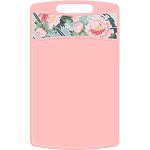 Доска разделочная Bergamo прямоугольная 260*155*3,5мм с декором Сад пионов (розовый) (упаковка 2