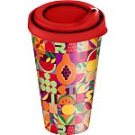 Стакан с крышкой 550мл с декором Гуава Красный (упаковка 24 шт.)