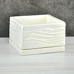 Горшок керамический Волна-бел низкий 15*15/h9см