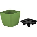 Горшок с дренажной вставкой InGreen Vienna, 1,5л, квадратный, оливковый (упаковка 10 шт.)