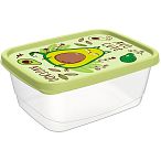 Контейнер для продуктов прямоугольный 0,5л с декором (салатовый)