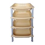 Этажерка хозяйственная для хранения 4 секции (бежевый) (упаковка 4 шт.)