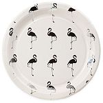 Тарелки бумажные с серебряным тиснением  Фламинго, 18 см, 6 шт