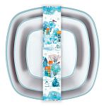 Набор салатников Снежное настроение 0,7+2+3,3л Голубой + Белый (упаковка 8 шт.)