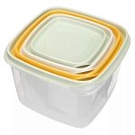 Комплект контейнеров для продуктов Clever 4шт, 0,25л+0,45л+0,75л+1,2л, Микс 1, Зеленый/жел