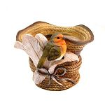 Фигурка Кашпо Птичка на шляпе с пером