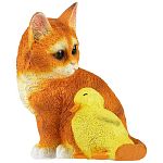 Фигурка садовая Котенок рыжий с уточкой H-19см