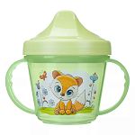 Поильник с ручками и декором, 200МЛ, Салатовый (упаковка 12 шт.)