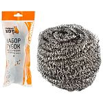 Набор губок металлических SM-02/3, Спираль, вес 20 гр., пакет 3 шт. (упаковка 24 шт.)