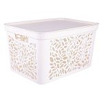 Корзина с крышкой Leaves 30л 463х326х256мм Молочный (упаковка 10 шт.)