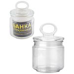 Банка стеклянная для сыпучих продуктов с крышкой COPPETTA, объем: 0,45 л, тм Mallony (упаковка 24 шт