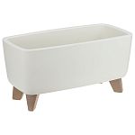 Кашпо ФЛОРИАН овальное низкое 390мм 4,2л белый ротанг (упаковка 6 шт.)