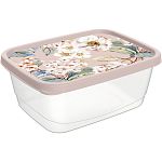 Контейнер для продуктов прямоугольный 0,5л с декором (бежевый) (упаковка 20 шт.)