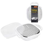 Терка IDEA с контейнером и крышкой, цвет белый  (пластик, нерж.сталь)