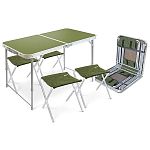 Набор стол складной и 4 складных стула ССТ-К 2 стол-зеленый, стулья-хаки