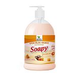 Крем-мыло жидкое 1л Soapy Молоко и мёд увлажняющее с дозатором