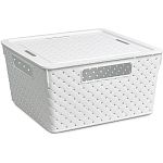 Коробка для хранения квадратная Береста с крышкой 11л 290х290х150 (белый)
