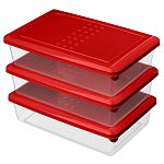 Комплект контейнеров для продуктов Asti прямоугольных 0,75л х 3 шт. (красный