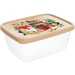 Контейнер для продуктов прямоугольный 0,85л с декором Игрушки, Бежевый