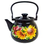 Чайник эмал 3,5л сфер с рис, коричневый