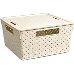 Коробка для хранения квадратная Береста с крышкой 11л 290х290х151 (слон.кость)