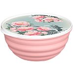 Миска Latina 3,2л с крышкой с декором Сад пионов (розовый) (упаковка 15 шт.)