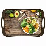 Поднос с декором 412х270х50 мм, Коричневый (упаковка 14 шт.)